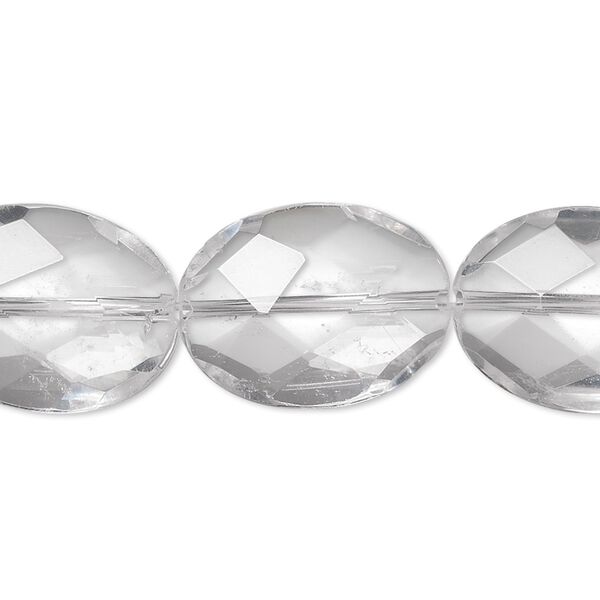 Quartz crystal 1pkg1, faceted oval bead natural 8 inch 20x15mm image number 0