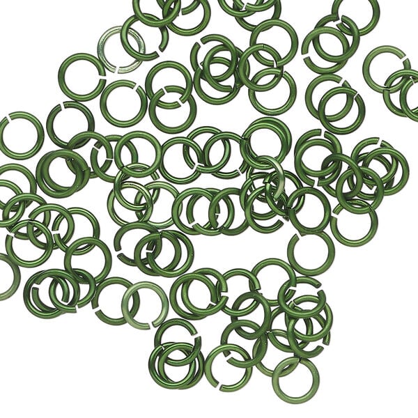 Jump ring 1pkg100 aluminum, 5mm round, 20 gauge / 3.1mm inside diameter / dark green image number 0