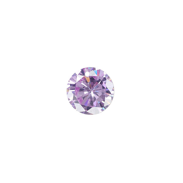 Drop, cubic zirconia, lavender, 12mm hand-faceted round, Mohs hardness 8-1/2. Sold per pkg of 4. image number 0