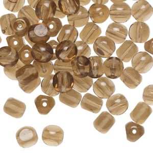 Bead, Czech glass, translucent dark brown, 6mm 3-sided round. Sold per 1-ounce pkg, approximately 105 beads.
