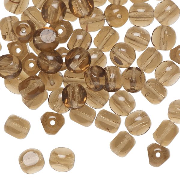 Bead, Czech glass, translucent dark brown, 6mm 3-sided round. Sold per 1-ounce pkg, approximately 105 beads. image number 0