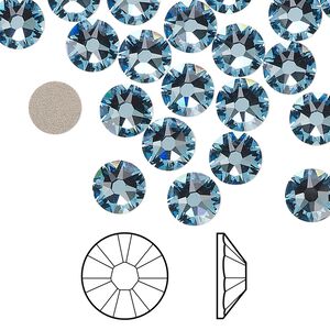 Flat back 144pk aquamarine foil back, Swarovski® 7.07-7.27mm rose round SS34 2088