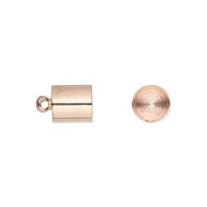 Cord end, glue-in, copper-plated brass, 8.5x8mm, approximately 7.4mm inside diameter. Sold per pkg of 10.