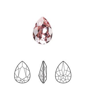 Fancy stone 1pk light rose foil back, Crystal Passions® 14x10mm pear 4320