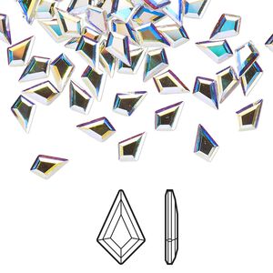 Flat back 6pk crystal AB foil back, Crystal Passions® 6.4x4.2mm kite 2771