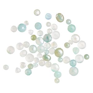 Aqua chalcedony 1pkg1, hand-cut top-drilled faceted mixed shapes bead 1/2 oz mix 5mm-9x7mm