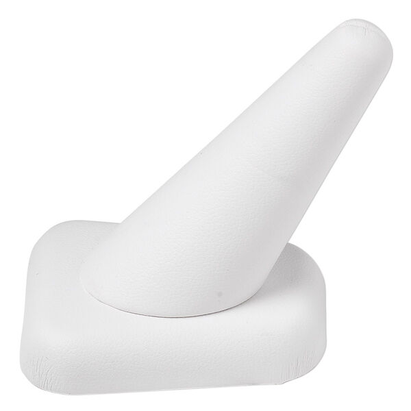 Display, ring, leatherette, white, 2-3/8 x 2-1/4 x 1-5/8 inches, fits ring size 7-14. Sold individually. image number 0