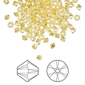 Bead 48pk light topaz, Crystal Passions® 3mm bicone 5328