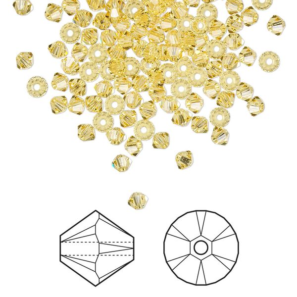 Bead 48pk light topaz, Crystal Passions® 3mm bicone 5328 image number 0