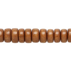 Bead, Taiwanese cheesewood (dyed / waxed), light brown, 8x4mm rondelle. Sold per pkg of (2) 15-1/2" to 16" strands.