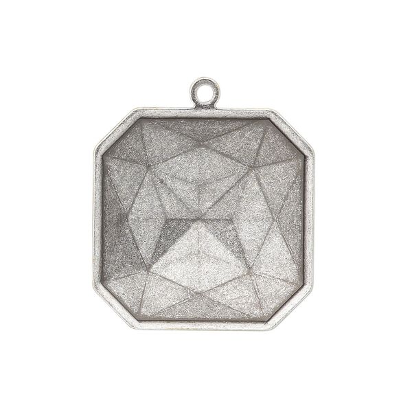 Drop, Almost Instant Jewelry®, antique silver-plated brass, 25mm square with 23mm square setting. Sold per pkg of 2. image number 0