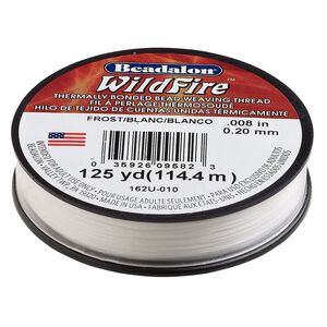 Thread, Beadalon® WildFire™, polyester and plastic, frost, 0.2mm with bonded coating, 15-pound test. Sold per 125-yard spool.