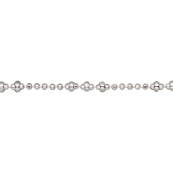 Chain, silver-plated brass, 1.5mm faceted ball and 2.8x1.5mm crimped rondelle. Sold per pkg of 5 feet. image number 0