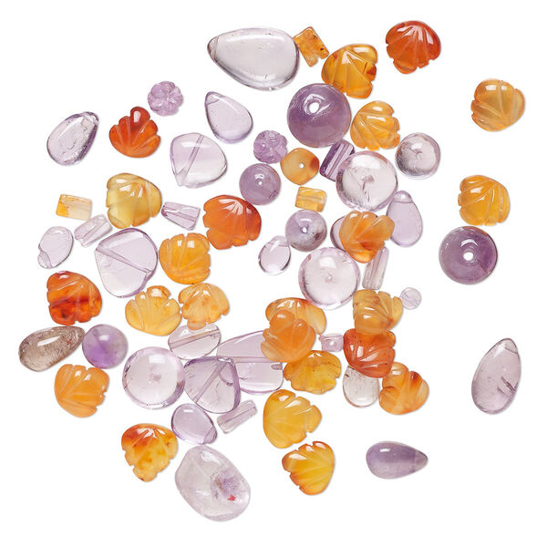 Bead mix, multi-gemstone (natural / dyed / heated / coated), 7x5mm-15x10mm hand-cut top- and center-drilled faceted mixed shapes with 0.4-1.4mm hole, Mohs hardness 3 to 7. Sold per 1-ounce pkg, approximately 50-60 beads. image number 0