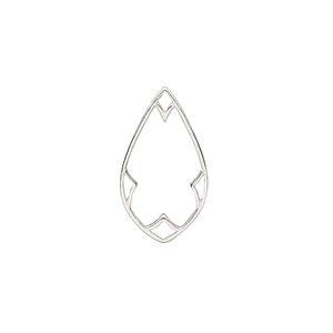 Component, Amoracast®, sterling silver, 17.5x10mm nimbus teardrop. Sold individually.