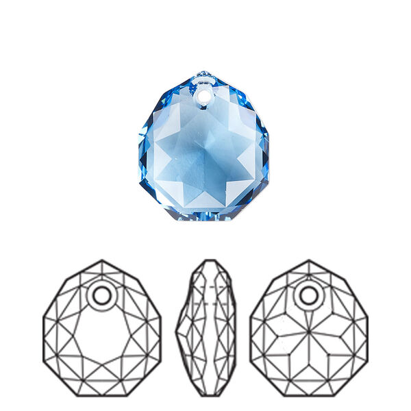 Drop 1pk cool blue, Crystal Passions® Regenerated 16mm pendant majestic 6436 image number 0
