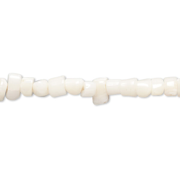 Bead, bamboo coral (bleached), 4x2mm-5x4mm freeform heishi, C grade, Mohs hardness 3-1/2 to 4. Sold per 16-inch strand. image number 0
