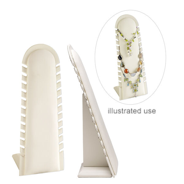 Display, 12-strand necklace, Nabuka leatherette and cardboard, cream, 12-1/4 x 4-1/2 x 3-1/2 inch. Sold individually. image number 0