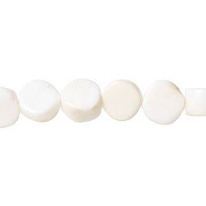 White opal 1pkg1, hand-cut uneven flat round bead natural, 13 inch 7-9mm