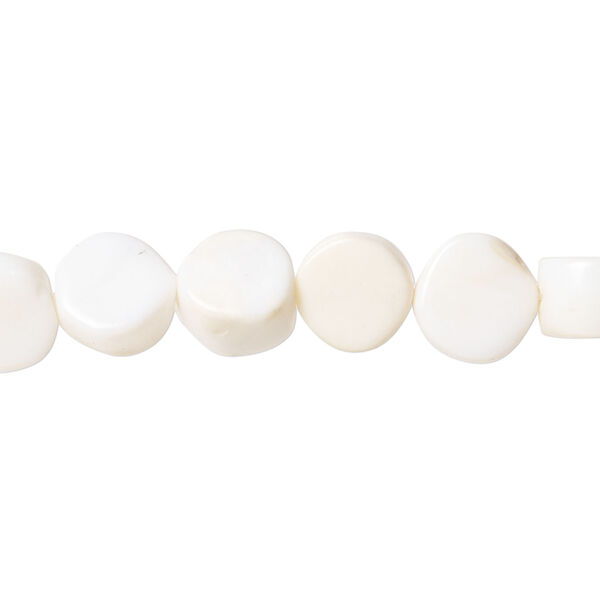 White opal 1pkg1, hand-cut uneven flat round bead natural, 13 inch 7-9mm image number 0