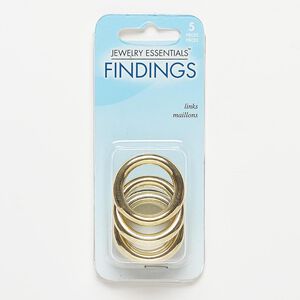 Component, gold-finished "pewter" (zinc-based alloy), 30mm open round. Sold per pkg of 5.