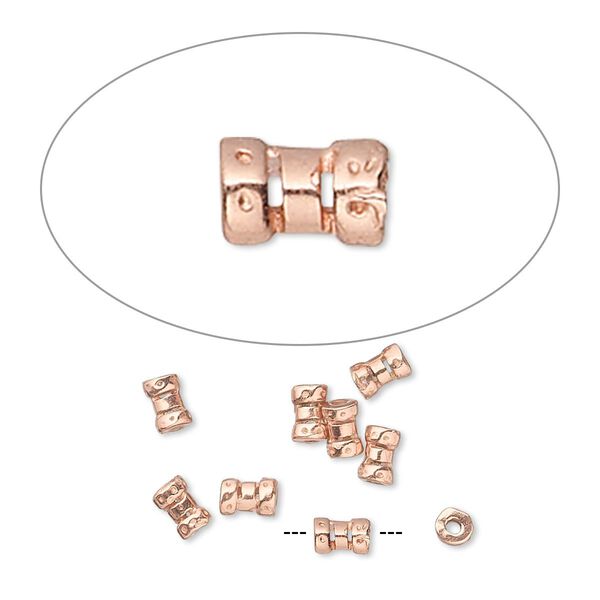 Crimp, JBB Findings, copper-plated brass, 4x2.5mm tube, 1mm inside diameter. Sold per pkg of 10. image number 0