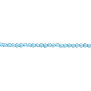 Glass 1pkg1, faceted round bead 14 inch transparent turquoise blue 2mm