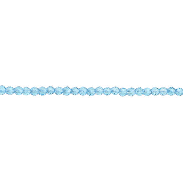 Glass 1pkg1, faceted round bead 14 inch transparent turquoise blue 2mm image number 0