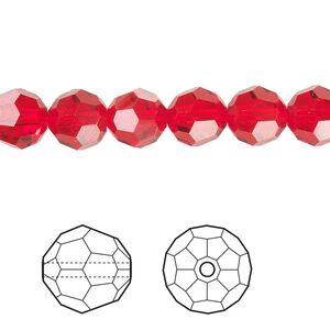 Bead 12pk light Siam, Crystal Passions® 8mm round 5000