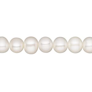 Pearl, White Lotus™, cultured freshwater (bleached), white, 7-8mm semi-round, B grade. Sold per 15-1/2" to 16" strand.