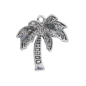 Charm, antique silver-plated "pewter" (zinc-based alloy), 28x26mm single-sided palm tree. Sold per pkg of 6.
