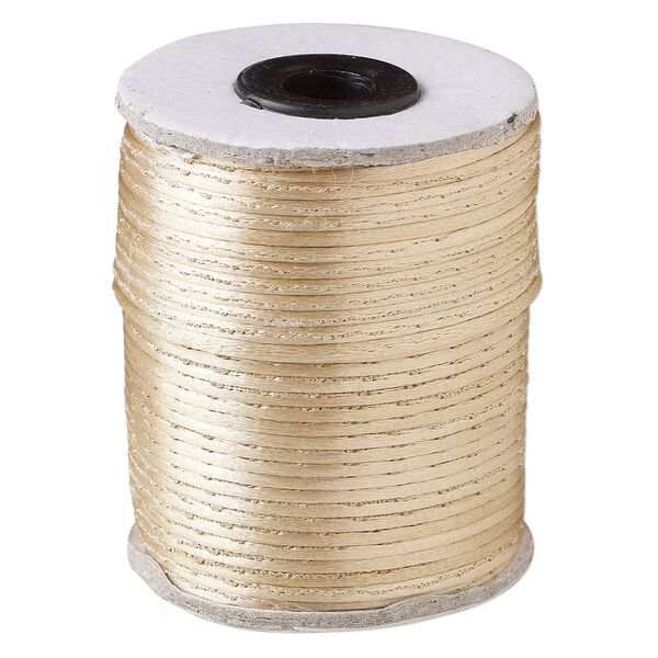 Cord, Satinique™, satin, light brown, 2mm. Sold per 200-foot spool. image number 0