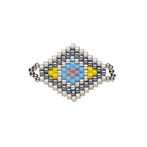 Link, Creative Touch, glass, silver / gunmetal / light gold, 20x18mm double-sided diamond. Sold individually.