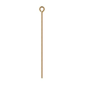 Eye pin, antique gold-plated brass, 1-1/2 inches, 21 gauge. Sold per pkg of 100.
