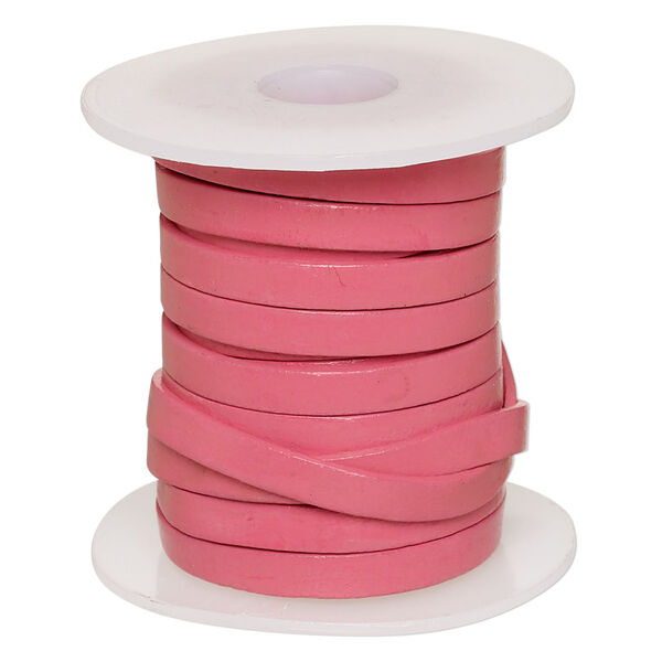 Cord, leather, pink, 4mm flat. Sold per 5-yard spool. image number 0