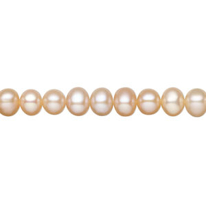 Freshwater pearl 1pkg1, semi-round natural, 15.5-16 inch peach 6-7mm cultured