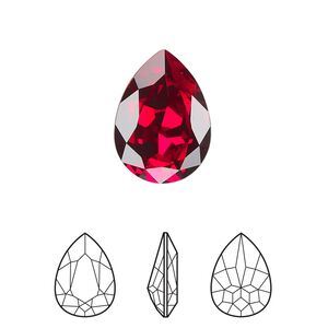 Fancy stone 6pk Siam foil back, Crystal Passions® 18x13mm pear 4320