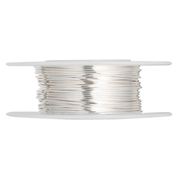 Wire, sterling silver, half-hard, round, 21 gauge. Sold per pkg of 5 feet. image number 0