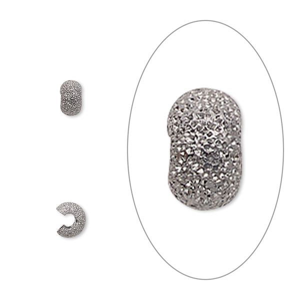 Crimp cover, gunmetal-plated brass, 4mm stardust round. Sold per pkg of 500. image number 0