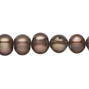 Freshwater pearl 1pkg1, semi-round, 15.5-16 inch dark steel 9-12mm cultured