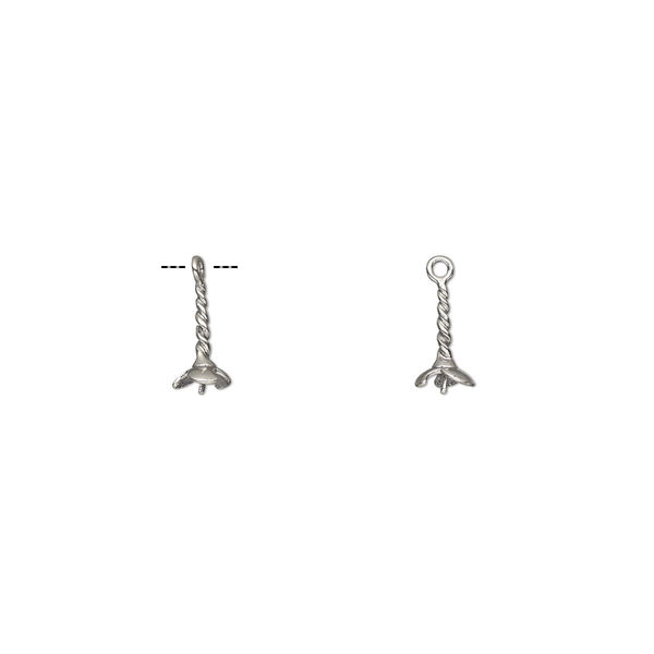 Cup, sterling silver, 15x7mm with 3mm peg, fits 6-7mm bead. Sold per pkg of 2. image number 0