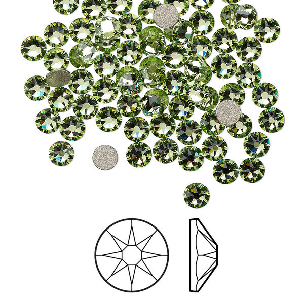 Flat back 144pk peridot foil back, Crystal Passions® 3-3.2mm rose round SS12 2088 image number 0