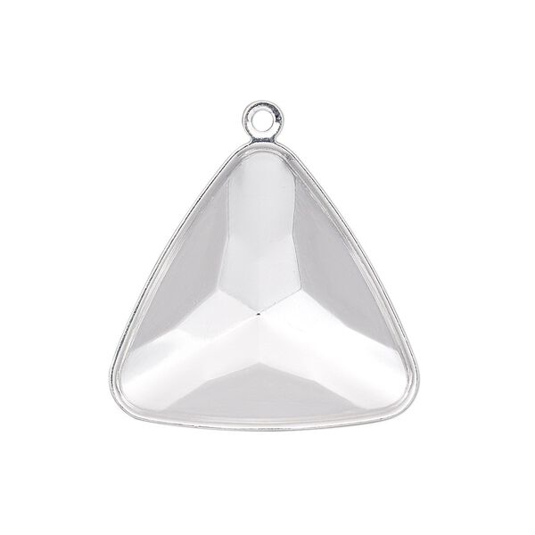 Drop, Almost Instant Jewelry®, silver-plated brass, 27mm triangle with 23mm triangle setting. Sold per pkg of 2. image number 0