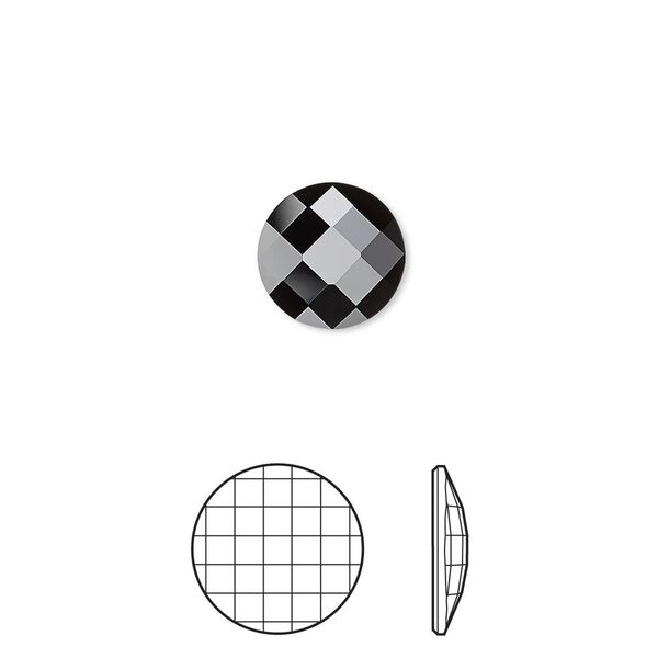 Flat back 4pk jet, Crystal Passions® 10mm chessboard round 2035 image number 0