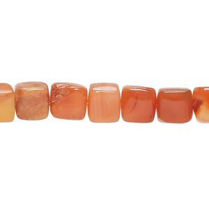 Carnelian / red agate 1pkg1, hand-cut cube bead, 12 inch 8x7mm-9x9mm