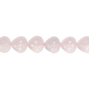 Rose quartz 1pkg10, hand-cut faceted teardrop bead natural 8-9mm