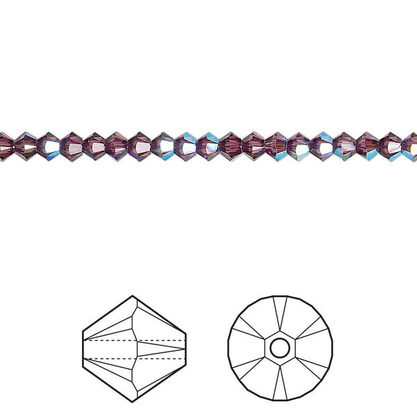 Bead 144pk amethyst shimmer, Crystal Passions® 3mm bicone 5328 image number 0