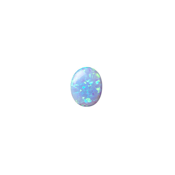 Cabochon, "opal" (silica and epoxy) (man-made), light blue, 10x8mm calibrated oval. Sold individually. image number 0