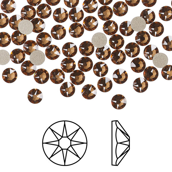 Flat back 1pkg144 light smoked topaz foil back, Crystal Passions® Regenerated 3.8-4mm rose round SS16 2088 image number 0