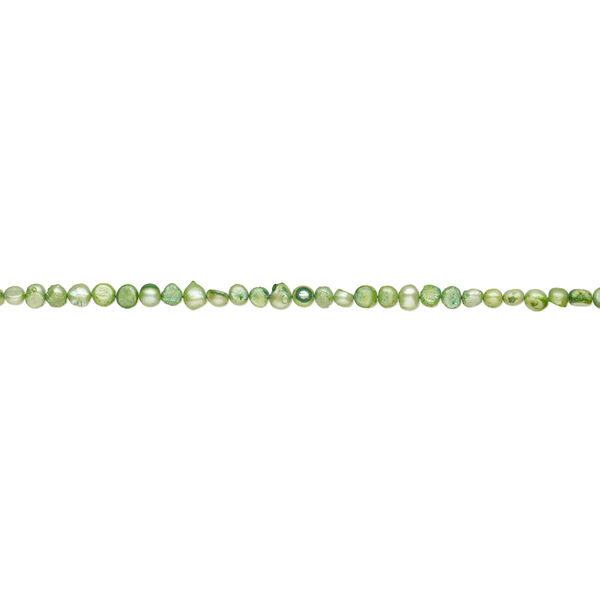 Freshwater pearl 1pkg1, flat-sided potato, 14 inch light shamrock 6-7mm cultured image number 1